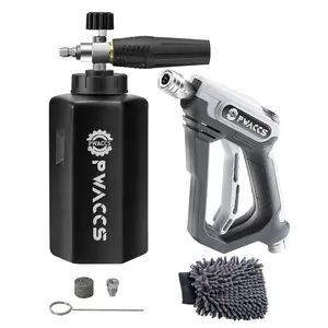 PWACCS Pressure Washer Foam Handheld- Short Pressure Washer Wand with 1/4" Quick Connector and M22 Male Inlet, 4000 PSI, 1.5 Liter, ChristmasGift