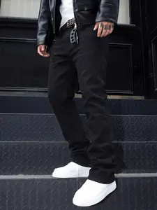 Men's Classic Straight-Leg Jeans, Casual Fitted Denim Jeans, All-Season Streetwear, Versatile High-Street Style