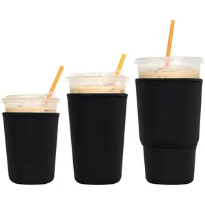 3 Pack  Iced Coffee Sleeves -  Insulator Sleeve for Cold Beverages, Neoprene Coffee Cup Holder (Black)