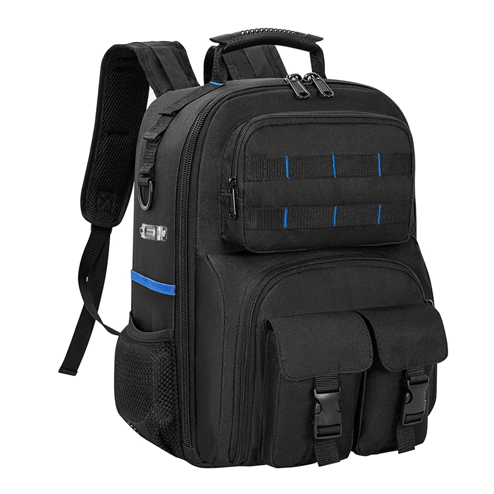 Heavy-Duty Electrician Backpack Wear Resist Multi-Compartment Organizer Bag Large Capacity Professional Work Shoulder Bag for Construction Contractors Plumbing