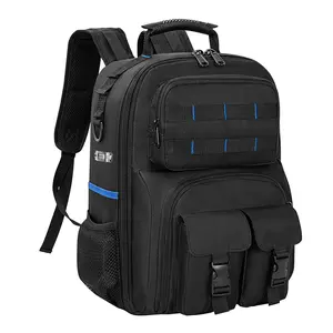 Heavy-Duty Electrician Backpack Wear Resist Multi-Compartment Organizer Bag Large Capacity Professional Work Shoulder Bag for Construction Contractors Plumbing