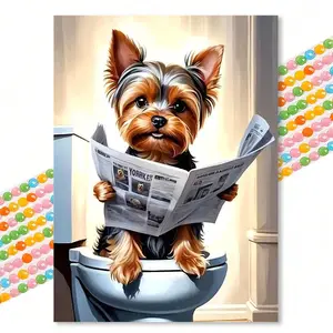 Yorkshire Terrier Diamond Painting Kit, Diy Diamond Art, Funny Card Design, Full Drill DIY Craft Handicraft, Bedroom & Bathroom Decor, Pet Lover Gift
