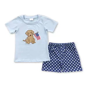 Toddler boy 4th of july Embroidered Set