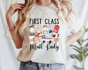 First Class Mail Lady Shirt, Mail Lady T-Shirt, Postal Worker Shirt, Postal Office Gift For Mail Lady Clothing Cotton