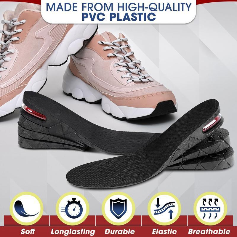 Invisible Height Increase Insoles, Feeling short or lacking confidence?, Adjustable heel lift 1.2–3.5 inches discreetly adds height, breathable & shock absorbent for all-day comfort and support