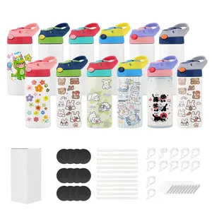 Sublimation Tumblers, 12 Pack, 12 Oz Kids Water Bottles, Food-Grade Stainless Steel Cups With Lids And Straws, Double-Wall Insulated Tumbler Blank For DIY Personalization And Customization, Reusable Beverage Cups