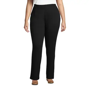 Lands' End Women's Plus Size Sport Knit High Rise Pants - 1x - Black