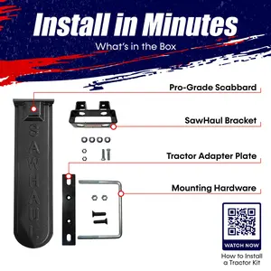 SawHaul by GearHaul Fixed Mount for Tractors Heavy-Duty UV-Protected Plastic Scabbard & No-Drill Kit Secure Chainsaw Transport Made in USA Durable Design Easy Installation Options