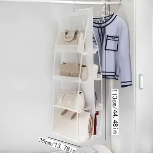 Bag storage hanging bag wardrobe hanging non-woven dustproof storage bag household multi-layer bag storage bag