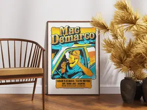 Mac DeMarco Argentina Concert Poster  Retro Indie Rock Wall Art, Buenos Aires 2014 Gig Print, Psychedelic Music Artwork