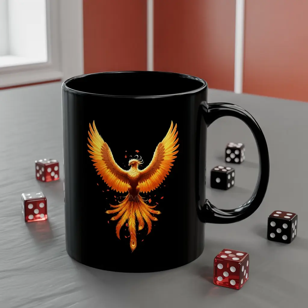 Phoenix Rising Mug – Fiery Mythical Bird Coffee Cup – Bold Fantasy Design, Symbol of Strength & Renewal – Perfect Gift for Myth Lovers – 11oz Ceramic