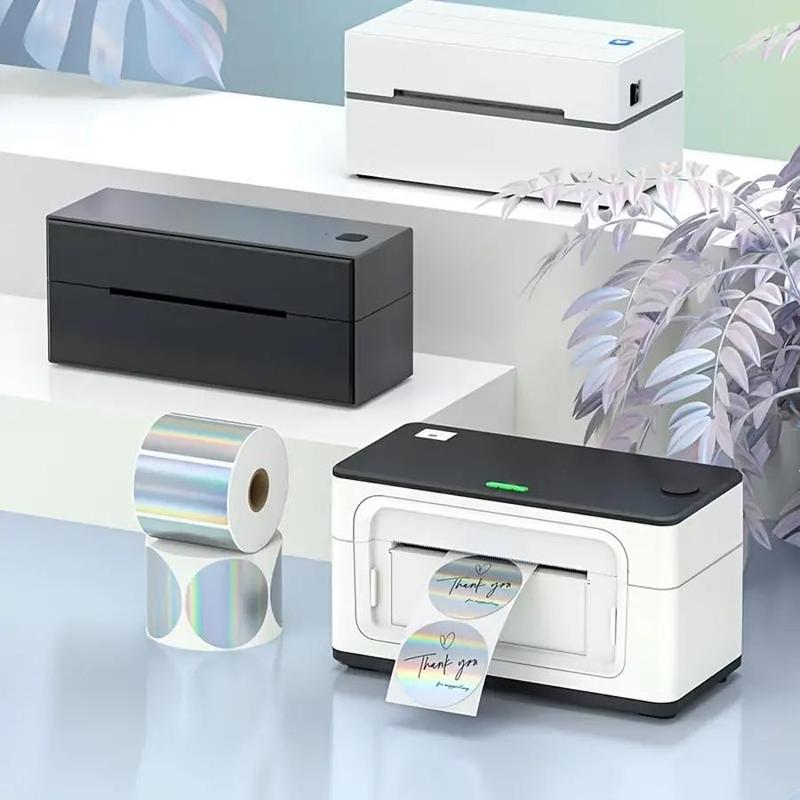 Holographic Silver Thermal Sticker Label, 500pcs/roll 2.25 Inch x 1.25 Inch Printable Sticker Label, Self Adhesive Label Sticker for DIY Decoration, Customizable Stickers