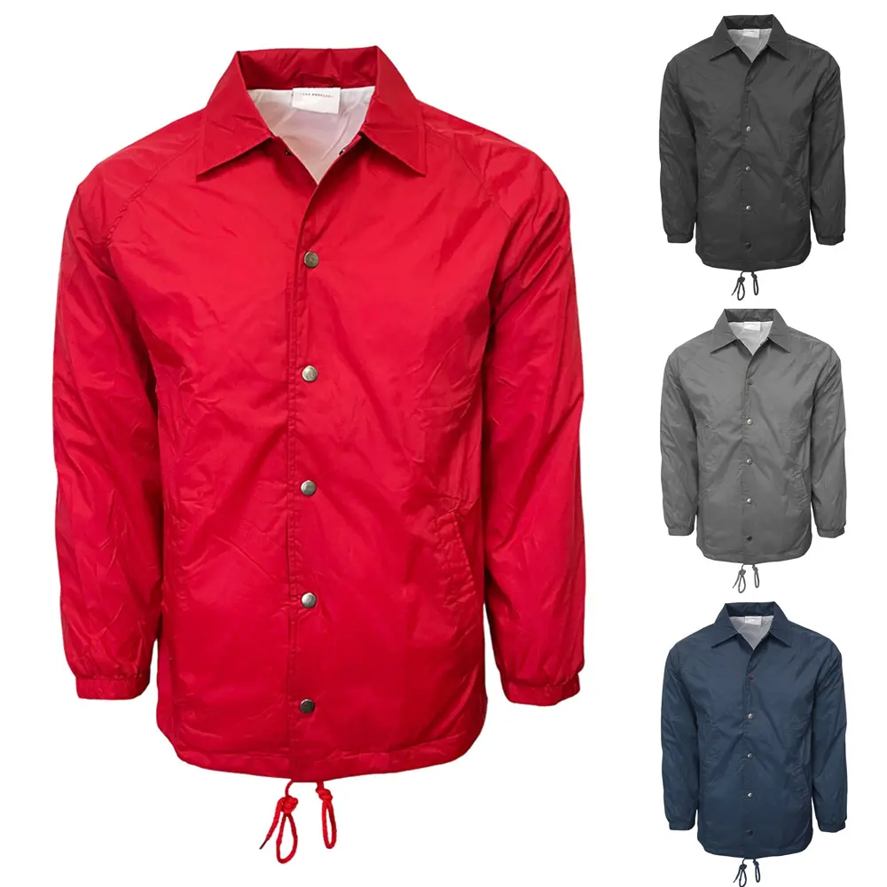 Men's Lightweight Relaxed Fit Nylon Windbreaker Jacket Front Snap Button S-3XL