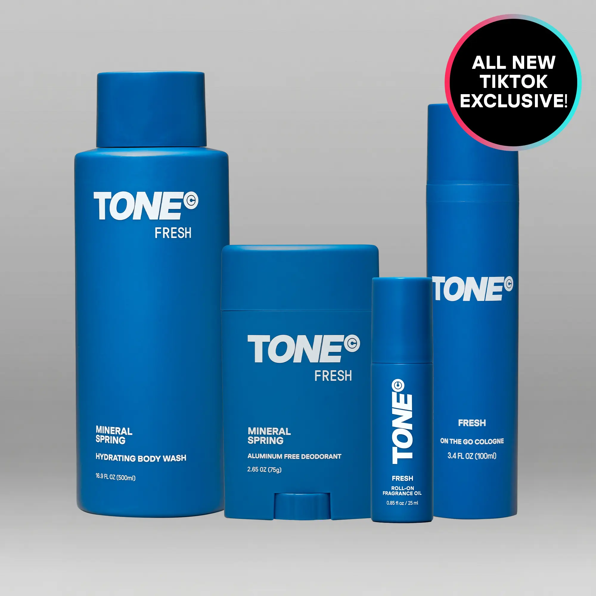TONE Complete Scent Routine Set, Fresh, Every TONE Product in One Bundle, Deodorant + Cologne + Body Wash + Roll-On Oil, Best-Selling Scents, TikTok Exclusive