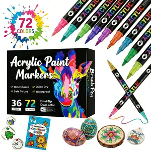 Dual-Tip Acrylic Paint Marker Pens Set, Vibrant Colors Art Supplies for Rock Glass Ceramic Wood Canvas DIY Craft, Creative Drawing Kit for Kids and Adults, Graduation Memory Gift
