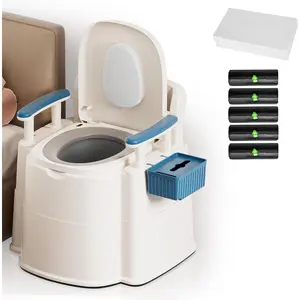 Nightstand commode for seniors with 100 liners and 50 large absorbent pads, potty chair for adults and elderly with detachable armrest, 16.3" seat width, 500 lbs heavy-duty bedside toilet