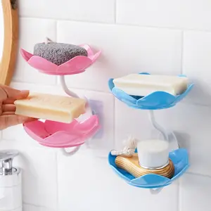 Double-Layer Lotus-Shaped Wall-Mounted Soap Dish, Easy to Clean and Hang, Perfect for Home and Bathroom, Bathroom Accessories