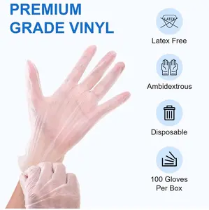 Schneider Clear Vinyl Exam Gloves, Latex-Free, Disposable Medical Gloves, Cleaning Gloves, Food Safe, Powder-Free, 4 mil