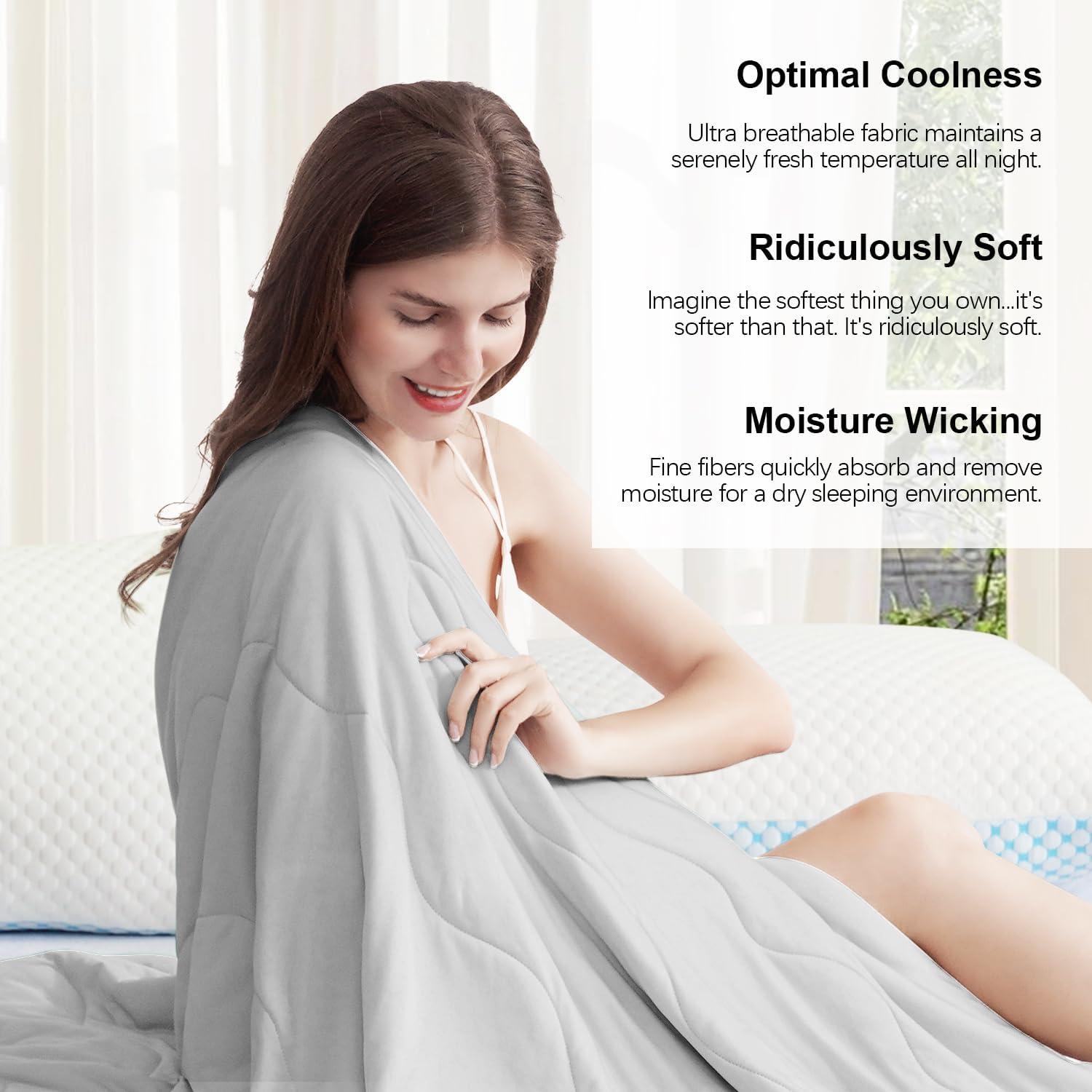 【Summer Sales】Queen Size Cooling Bed Comforter Set, Upgraded Double-Sided Q-MAX 0.45+ - Breathable, Lightweight for Hot Sleepers, Gray, 90x90 in