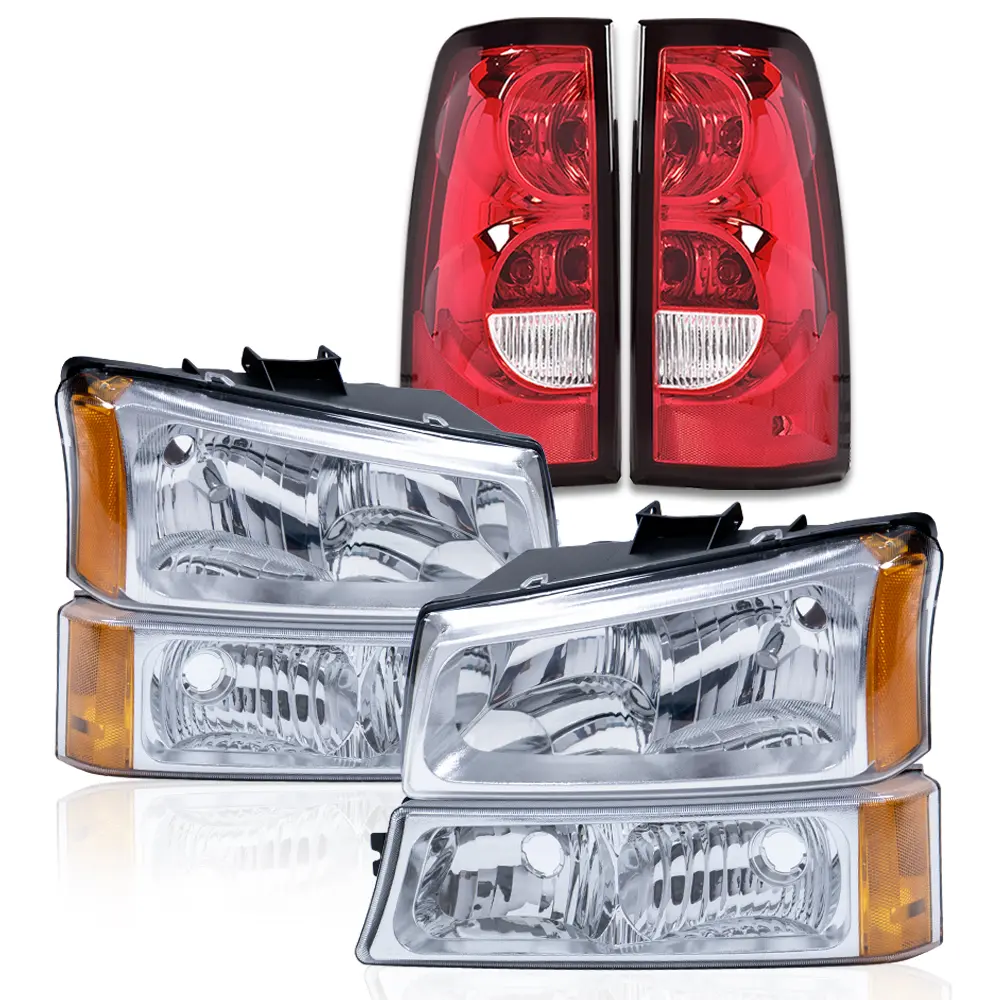 Chrome Headlight, Signal Bumper Lamp & Tail Light Bolt-On Kit for 2003-06 Chevy Silverado - OE Replacement, Direct Plug-In