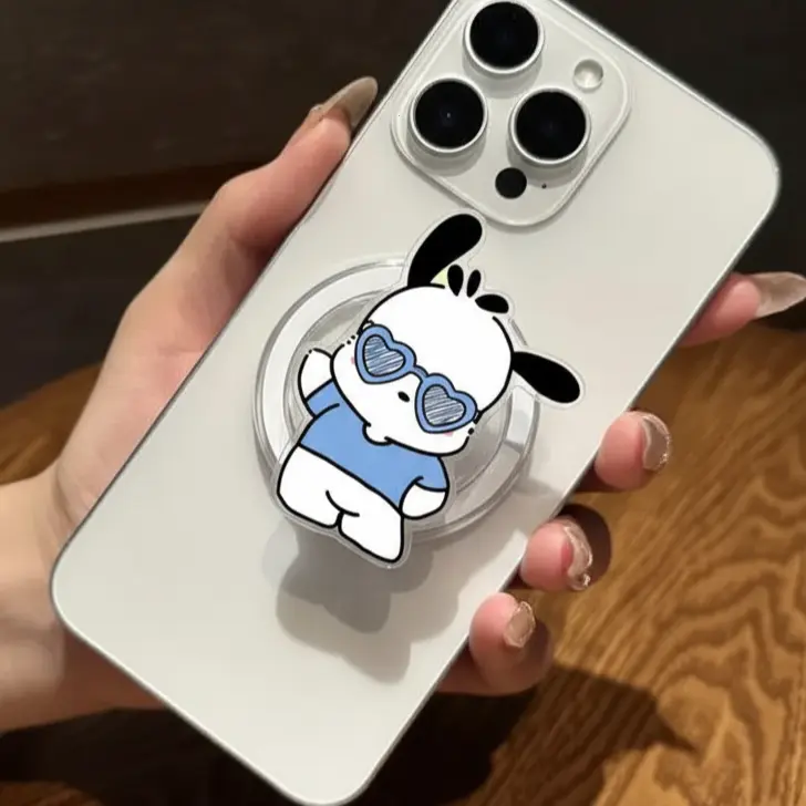 Cute Pochaco with Sunglasses MagSafe Phone Grip – Kawaii Puppy Aesthetic Magnetic Phone Holder – Cool Accessory Gift