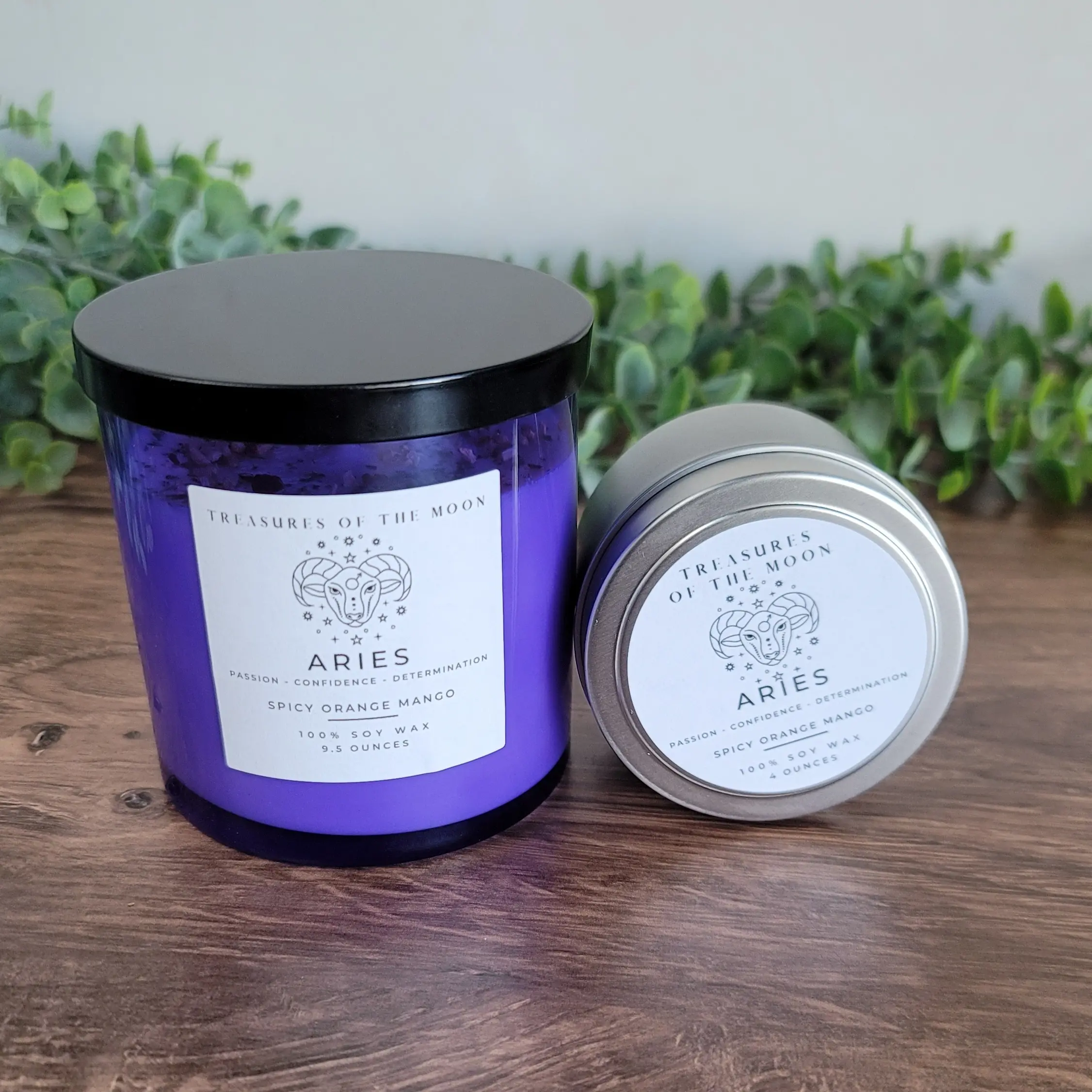 Aries Zodiac Candle with hidden mica glitter