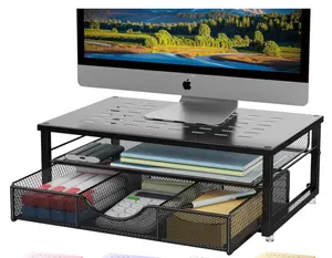 Multi-Grid Hollow Heat Dissipation Monitor Stand, Layered Desktop Organizer Riser, Hollow Out Laptop Display Storage Shelf outdoorfun