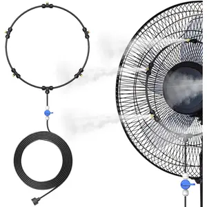 Outdoor Misting Fan Kit, 16.4ft Mist Hose Fan Mister, Water Sprayer for Patio Backyard, Portable Cooling Mist System, Independent Valve for Control (Fans Not Included)