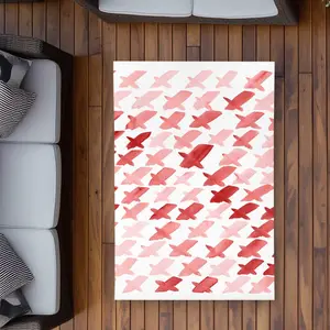 Begin Home Decor C1ROAR35KQOQVS 3 x 5 ft. X Red Pattern - Office Red Outdoor Rectangle Area Rug for Home Decor