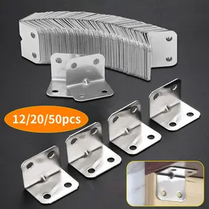 12/20/50pcs right angle Sturdy bracket, used for tables, chairs, cabinets, wardrobes, L-shaped corner bracket fasteners 90 degree 4-hole, furniture maintenance
