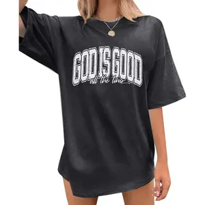 God is Good Shirt Christian Shirts for Women Oversized Jesus Religious Gift Tops Bible Verse Inspirational Tee