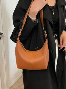 Large Capacity Retro Fashion New Soft Leather Casual Crossbody Commuter Tote Bag for Women, All Seasons Patchwork Design, Casual Shoulder Bag, PU Leather Bag