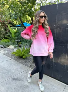 Pink Ombre Corded Crewneck