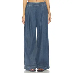 James Perse Denim Pleated Pant in Medium Wash