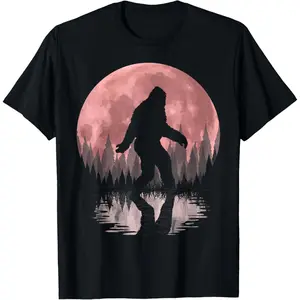 Bigfoot Moon Graphic Night Forest! Cool Sasquatch Men women T-Shirt Vintage Designer Oversized T-Shirt men gifts casual comfy top shirts men classic cotton tee