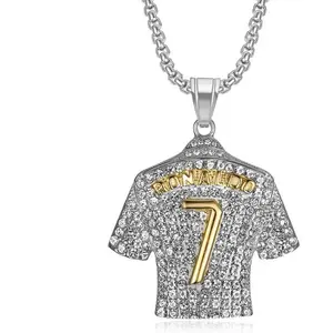 7 Soccer Jersey Pendant Chain Jewelry Necklaces - Unisex Gold, Silver Football Player Charm, Daily Long-Wearing Fashion Costume Accessory