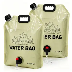 8L Portable Camping Water Container with Spigot, Foldable Water Storage Bag, Collapsible Outdoor Water Jug for Camping Gear, Hiking, Picnic, BBQ & RV Trips