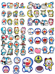 Blue Pocket Cat PVC Cartoon DIY Shoe Charms, Decorative Shoes Bags Classic Sandals, Children Robot Cat Toys, Christmas Birthday Party Gifts