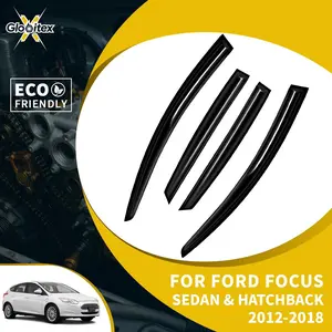 Tape-On Outside Window Visors - Sun Rain Guards, Wind Deflectors for 4-Door Sedan/Hatchback 2012-2018, JDM Mugen Style Mount, 4PCS