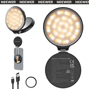 NEEWER NL48R Magnetic LED Selfie Light with Makeup Mirror, MagSafe Compatible Phone Fill Light & Desk Stand for iPhone/Android, Portable Dimmable Video Light for TikTok Live, Vlogging & Makeup