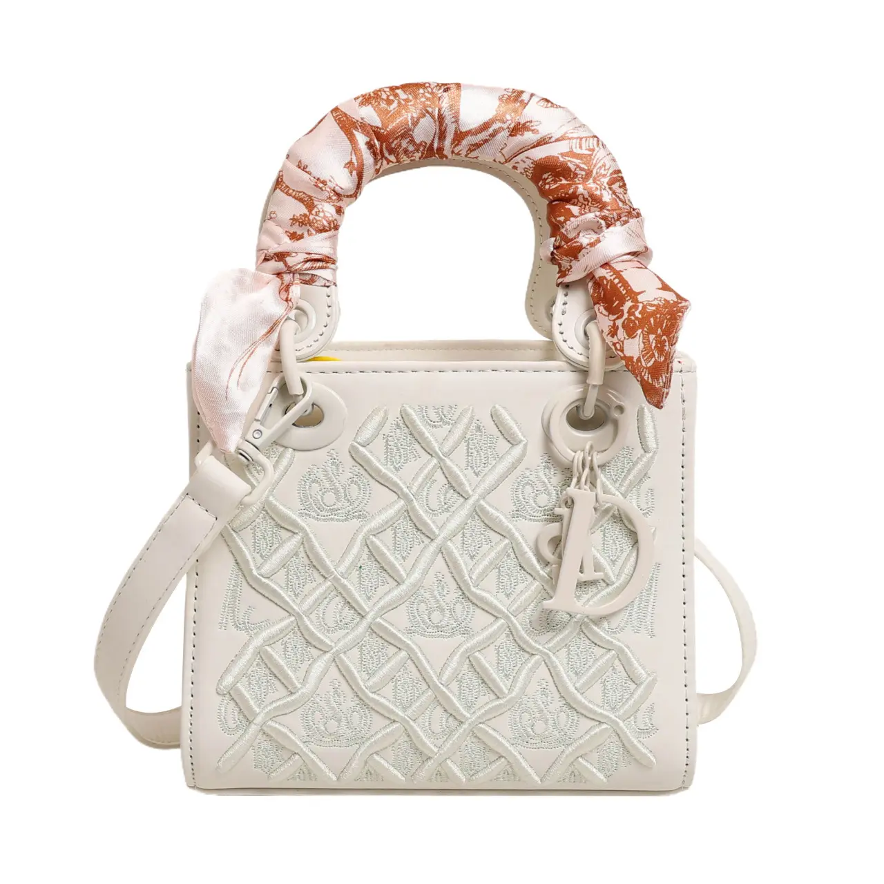 Women's Elegant Rhombus Textured Handbag, New Korean Style Casual Crossbody Shoulder Bag, Boutique Small Purse with Decor Charm, Perfect for Weddings & Formal Occasions