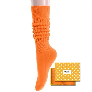 Zmart Funny Orange Socks for Women Teen Girls, Orange Slouch Socks, Orange Scrunch Socks, Thick Long High Knit Socks, Gifts for the 80s 90s, Vintage Solid Color Socks  SwimWeek  summervibes