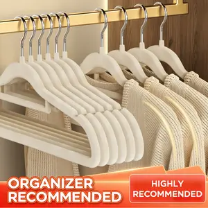 Flocking Clothes Hanger, Non-slip Household Hanger, Organizer, Adhesive-free, No Shoulder Bump, Clothes Support, Drying Rack, Kids Hanger