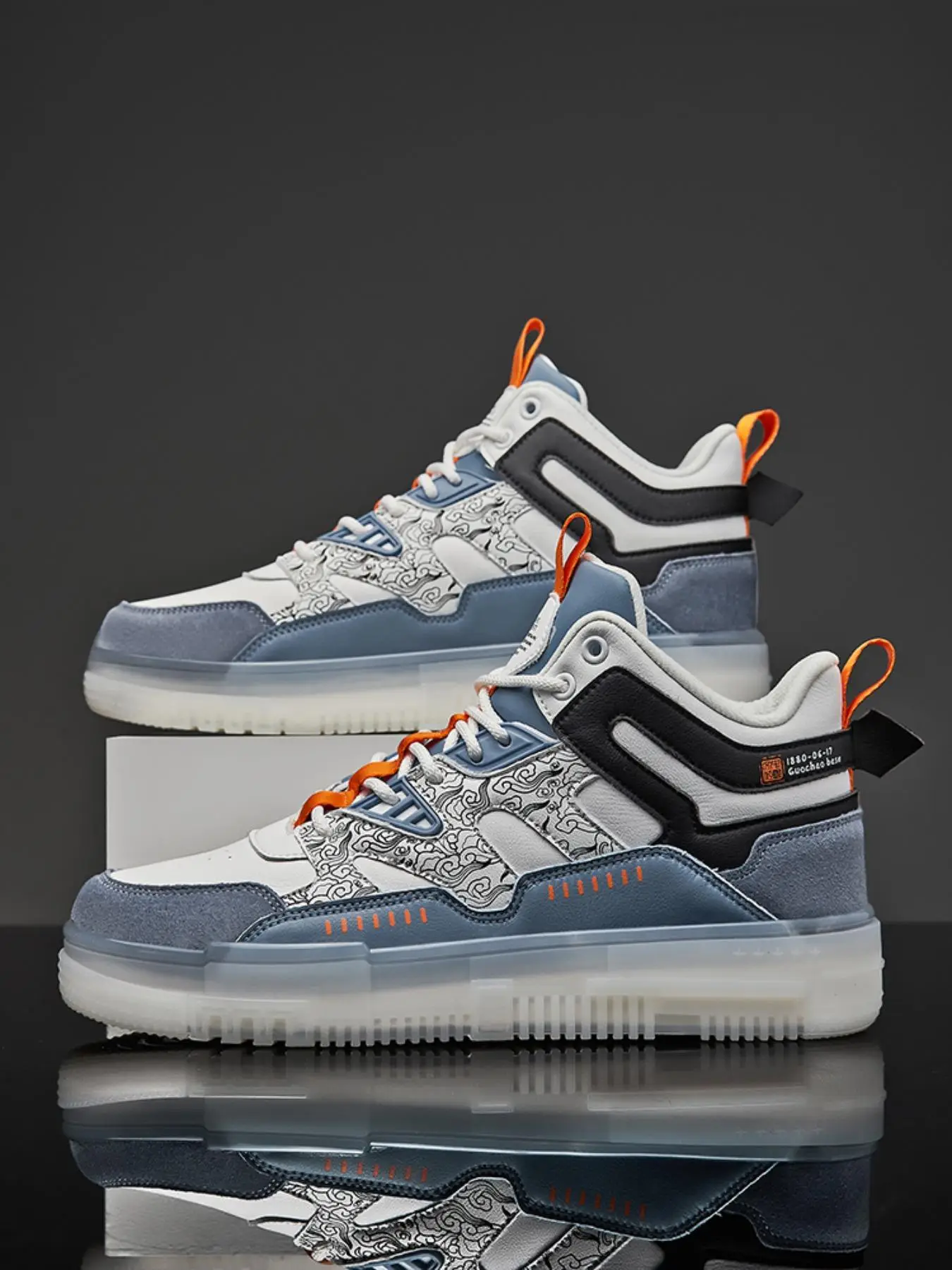 Men's Fashionable Lace up Front Mid Top Sneakers, 1 Pair Lightweight Breathable Comfortable Sports Running Shoes for Daily Wear, Perfect for Students