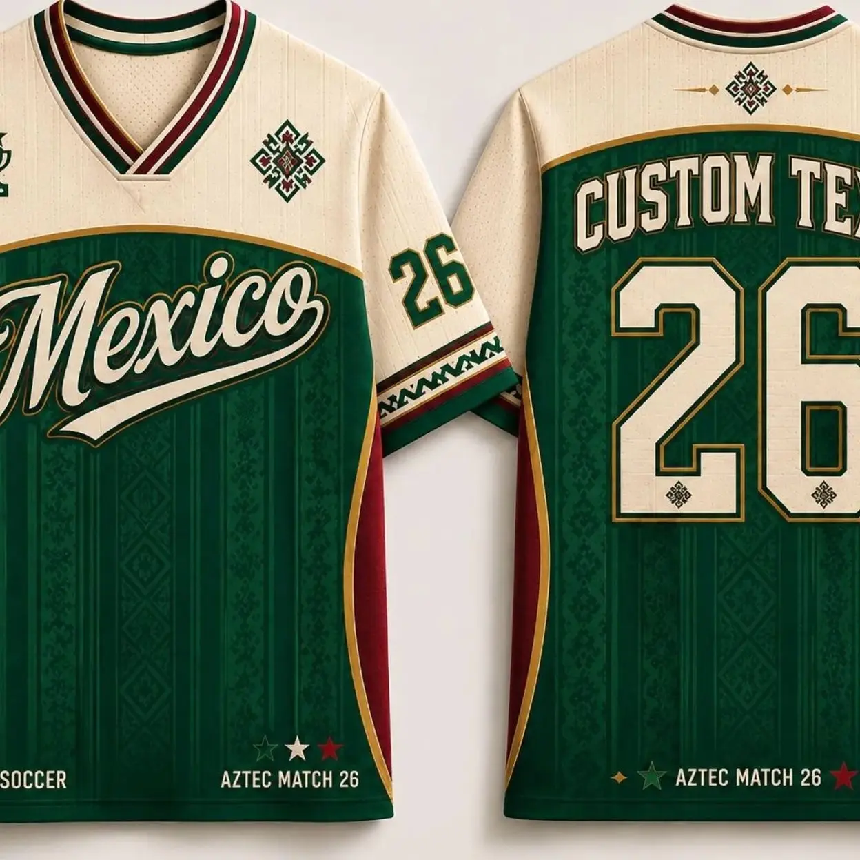 Vintage Mexico Jersey, Mexico Soccer Fan Shirt, Custom Name Number Football Jersey, Aztec-Inspired Mexico Soccer Gift for Men Women Kids
