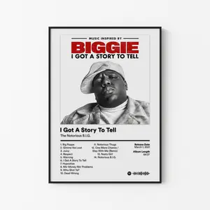 The Notorious BIG Album Poster, Ready To Die Life After Death Tracklist, Biggie Smalls 90s Rap Print, Legend Decor, Unframed Print Only
