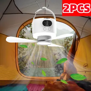 Wireless Portable Ceiling Fan with Remote, 3-Blade Design, 10040mAh Battery Operated, USB Rechargeable Hanging Fan with Hook for Tent, Camping, Outdoor, Emergency Use(White)