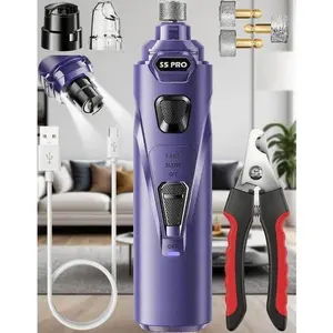 Rechargeable Pet Nail Grinder with LED Lights - Quiet 2-Speed Trimmer for Dogs & Cats - 3 Grinding Wheels for Large Medium Puppies - Gentle Nail File for Safe Clipping - No Noise No Stress spray function dog anxiety pet  tools claw  caps hartz products