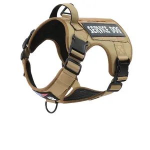 Tactical Service Dog Harness Vest Adjustable Reflective No Pulling All Size Dog Harness with Metal Buckle Camouflage Design