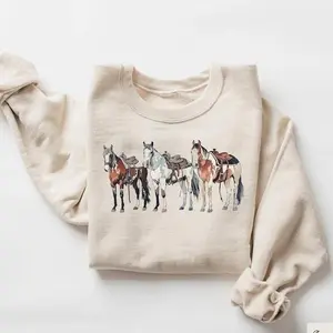 Cute Western Horses Sweatshirt, Horse T-Shirt, Western Women Shirt, Western Rodeo Tee, Cowgirl Horses Crewneck, Horse Lovers Gift